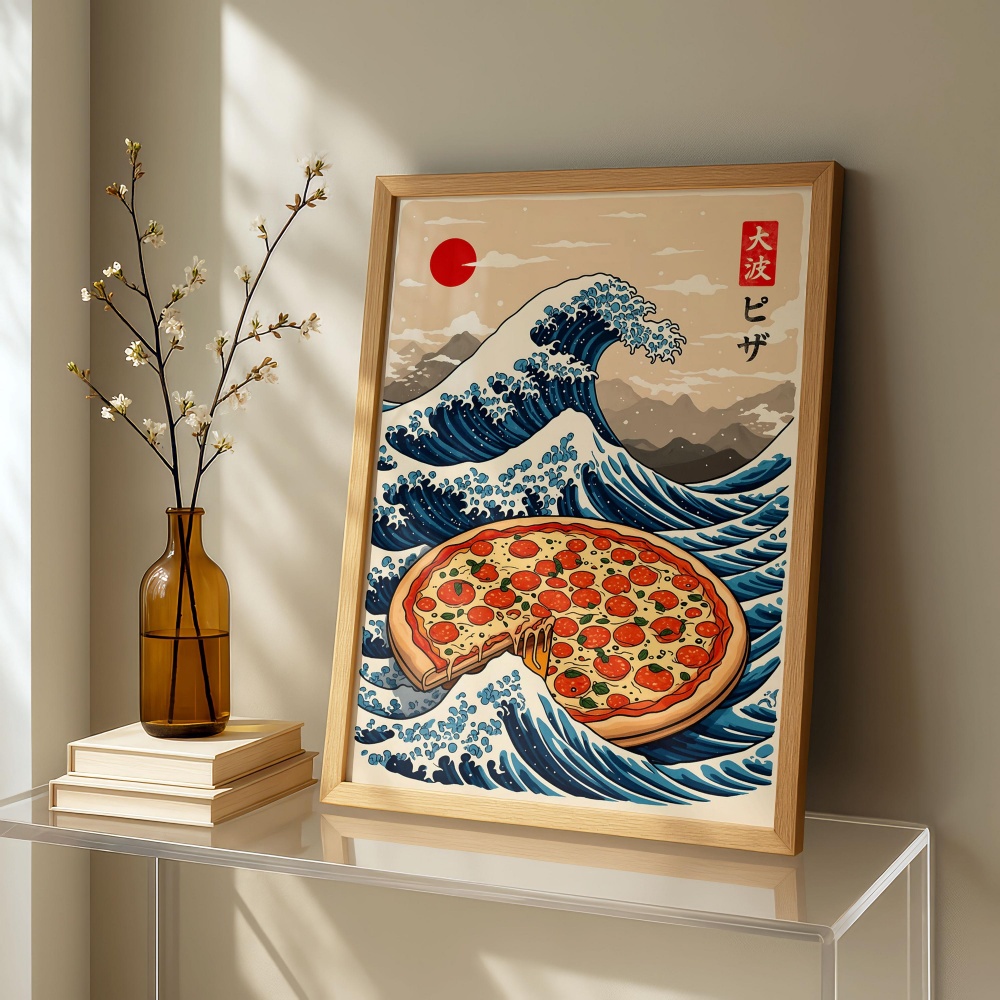 Japanese Pizza Wave Art Print  - Japanese Lifestyle And Food のレビューと価格