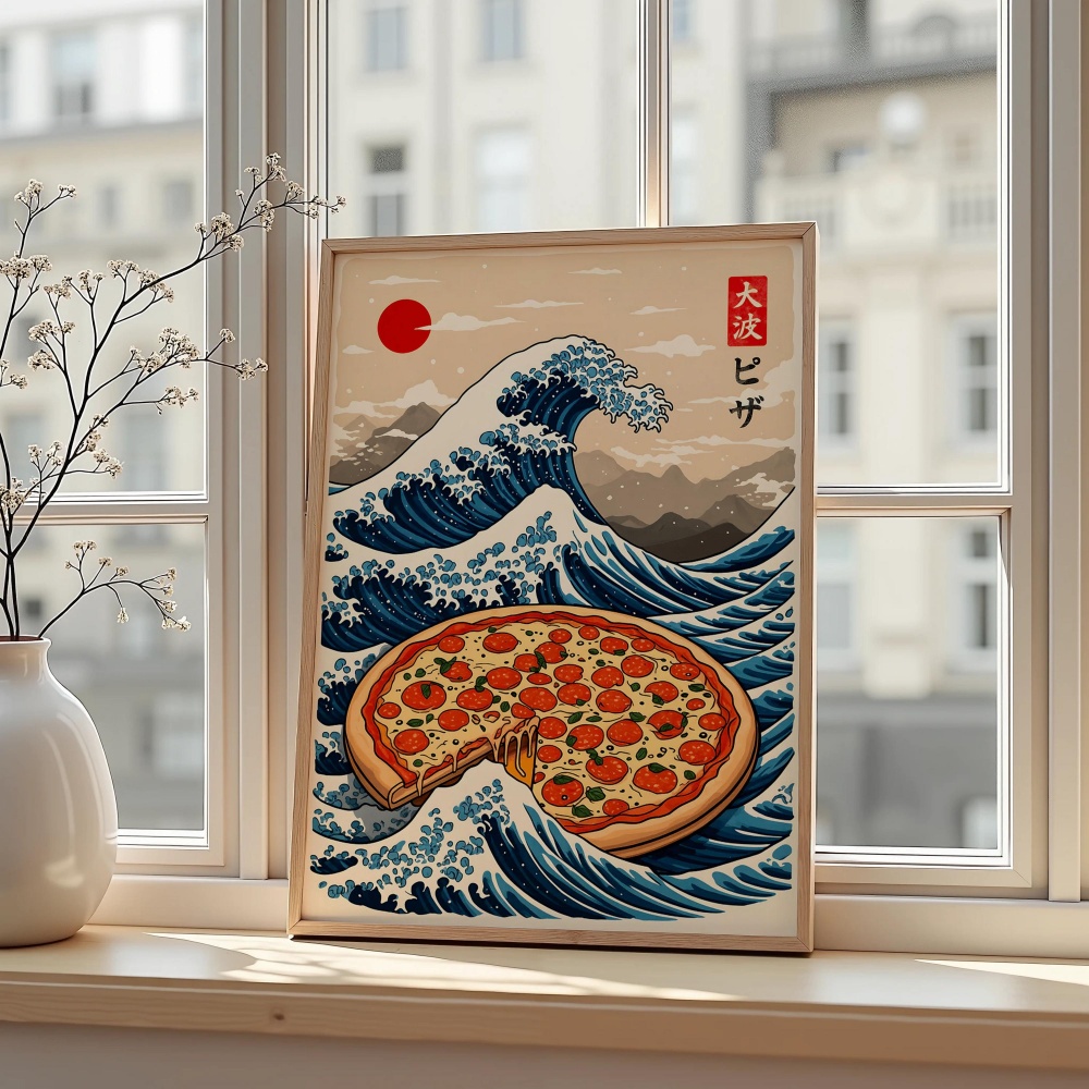 Japanese Pizza Wave Art Print  - Japanese Lifestyle And Food のレビューと価格
