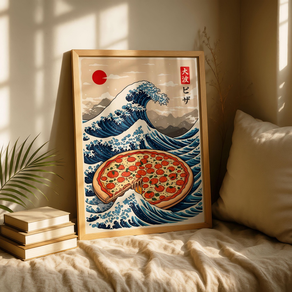 Japanese Pizza Wave Art Print  - Japanese Lifestyle And Food のレビューと価格