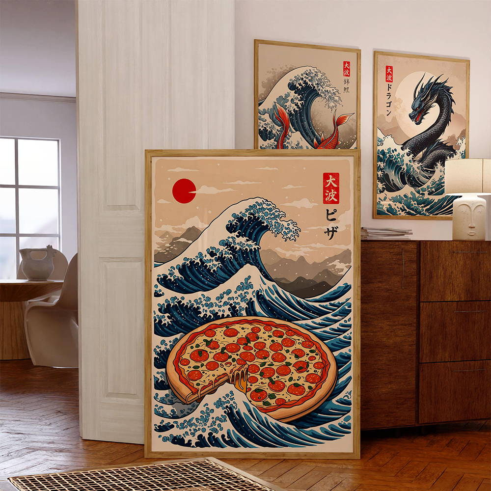Japanese Pizza Wave Art Print  - Japanese Lifestyle And Food のレビューと価格