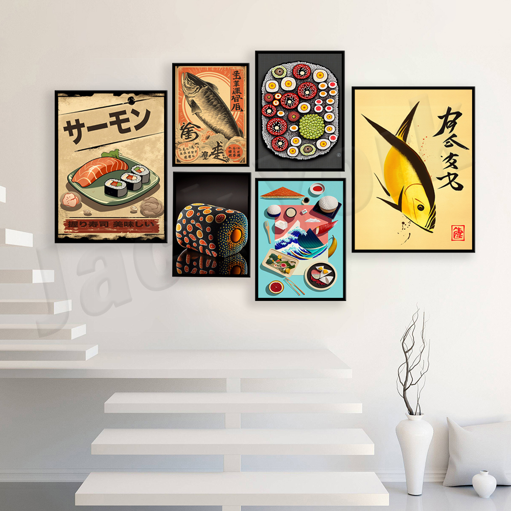 Vintage style Japanese sushi p - Japanese Lifestyle And Food のレビューと価格
