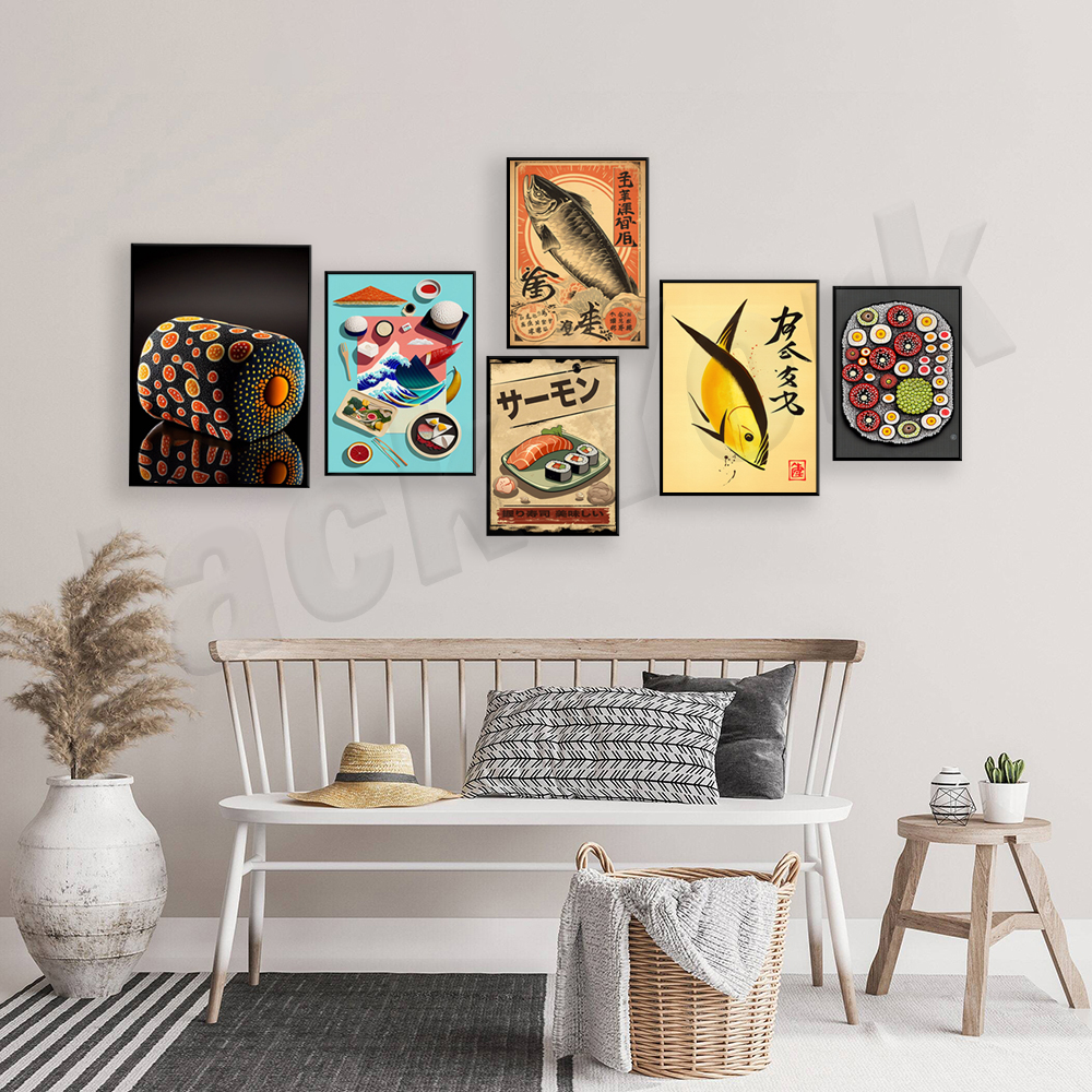 Vintage style Japanese sushi p - Japanese Lifestyle And Food のレビューと価格