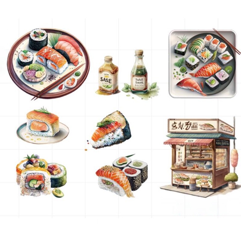 Japanese Food Sushi Sticker 3D - Japanese Lifestyle And Food のレビューと価格